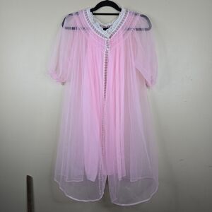 Pink Chiffon vintage night gown & robe size S/M